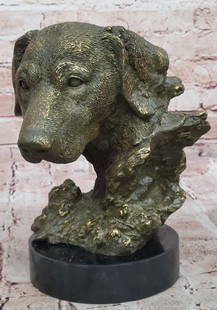 Labrador Retriever Dog Head Sculpture  Signed Original Art: Bronze Dimensions with Marble Base: Height 9 1/2" X Width 8"Marble Dimensions: Diameter 5.5"Height without base:8"Weight:9 LBSOriginal or Reproduction: Original