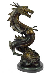 Original Limited Edition Signed Dragon by Thomas Bronze Sculpture: Bronze Dimensions with Marble Base: Height 19" X Width 9"Marble Dimensions: Diameter 9"Height without base:18"Weight:20 LBSOriginal or Reproduction: Original