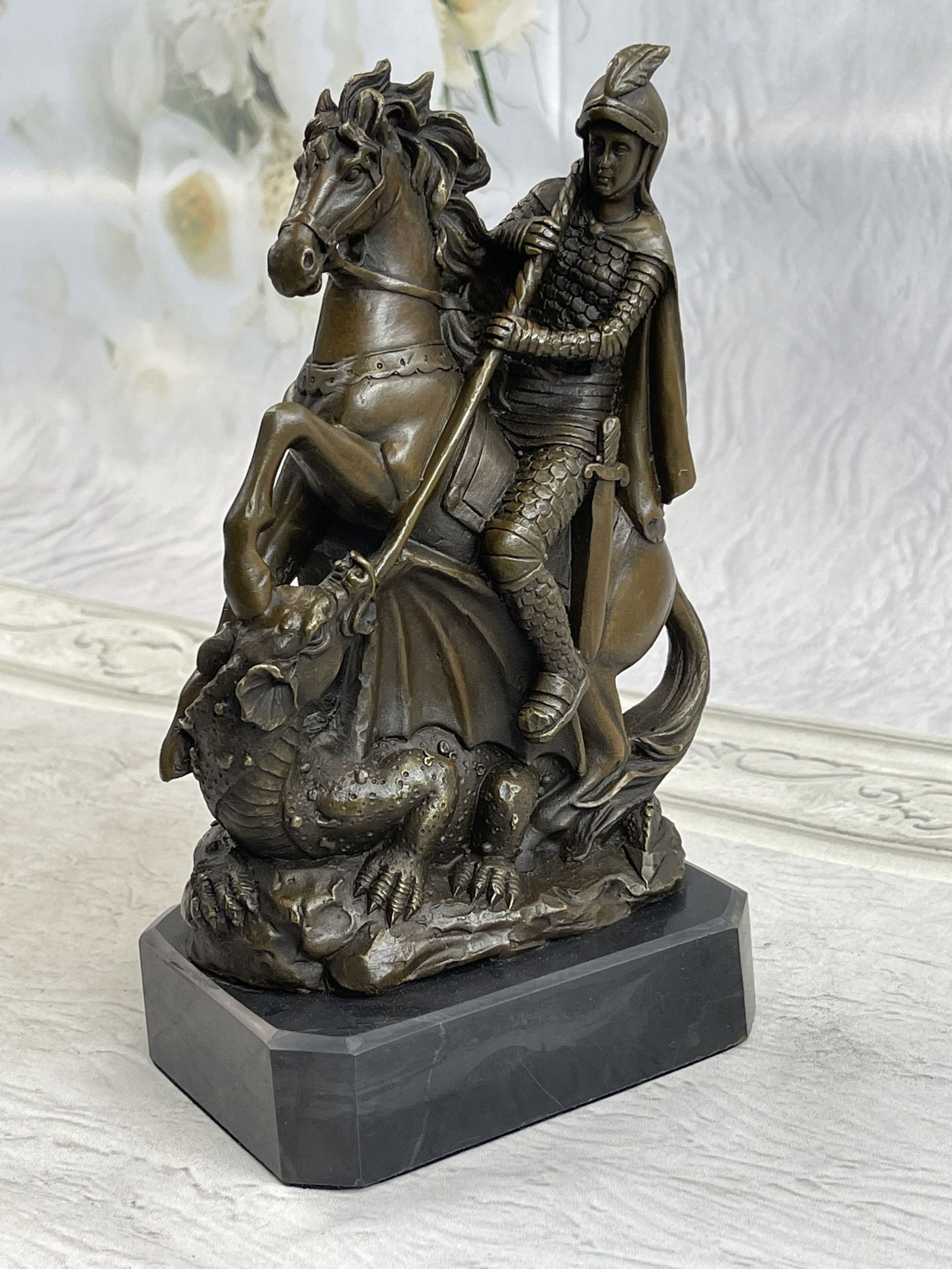 Carpeaux Saint George & Dragon Bronze Mythical Sculpture (1 of 3)