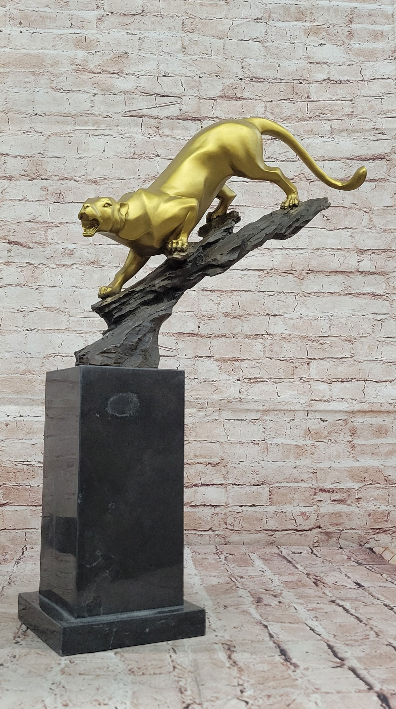 47lbs Golden Bronze Panther Statue (1 of 5)