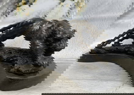 'Walking Panther'' by Rembrandt Bugatti, terrific Art bronze sculpture: Total Dimensions: Height 7.5'' x Width 20''Approximate Weight: 20 LBSOriginal Reproduction: Reproduction