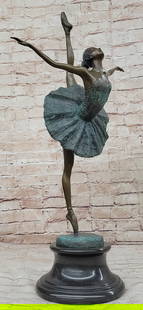 Arabesque Ballerina Ballet Dancer Figure Statue Sculpture: Bronze Dimensions with Marble Base: Height 26.5" X Width 14.5"Marble Dimensions: Diameter 7.5"Height without base:22.5"Weight:24 LBS. Original or Reproduction: Original