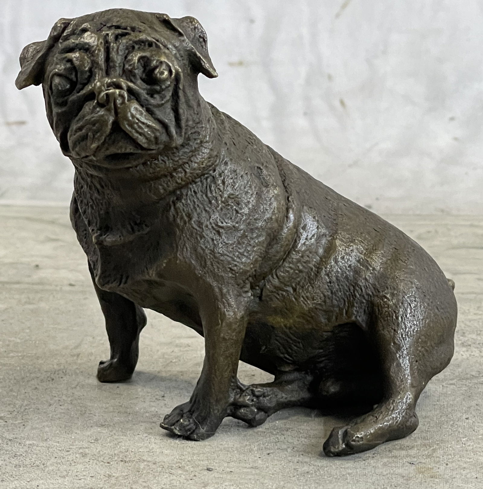 Pug Dog Bronze Miniature Statue Sculpture Figure (1 of 4)