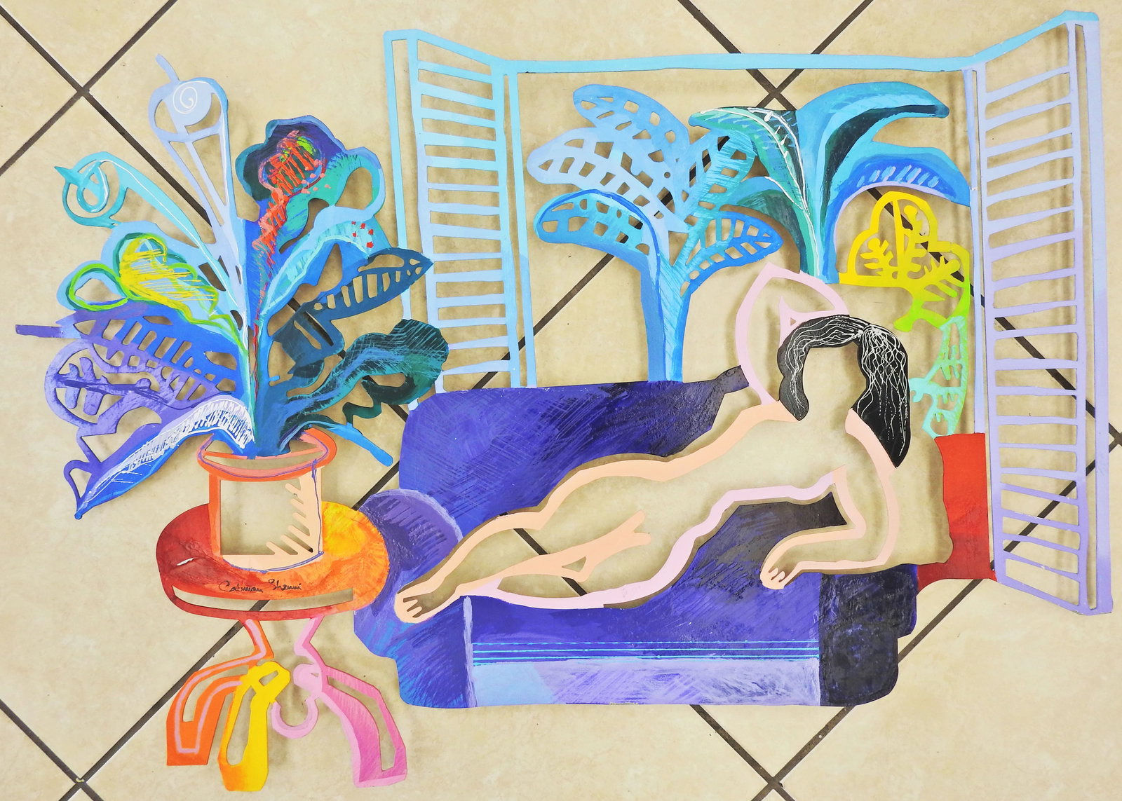 Calman Shemi- Original Acrylic on Metal - Lacquer Coated: 29.50" x 43.25"