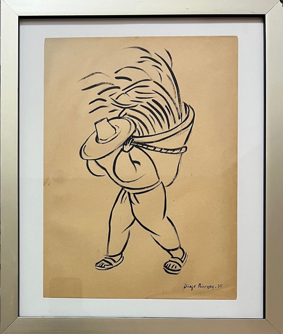 Digo Rivera ink 12?x8.75?atrib: Mexican art Digo Rivera ink 12x8.75