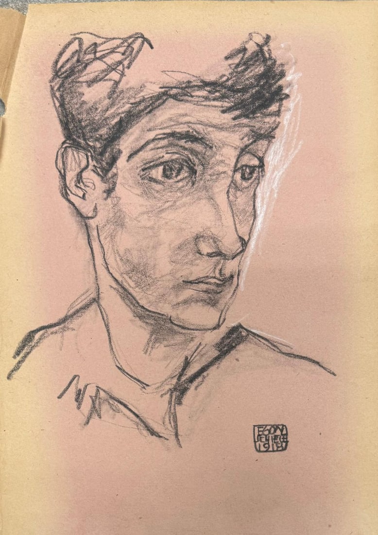 Egon Schiele Attrib: Charcoal/paper 10.5x7.5?