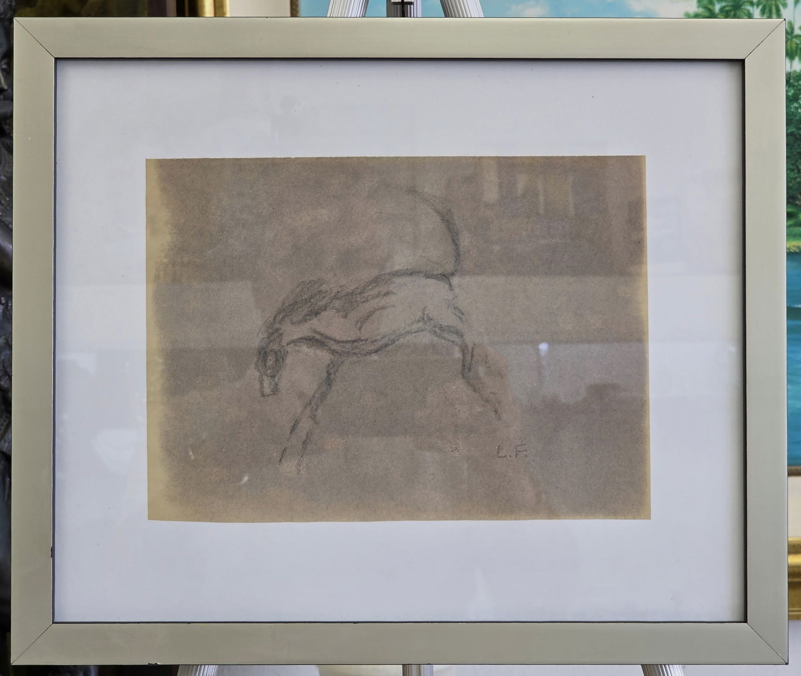 Lucian Freud Lucian Freud Pastel Drawing: 13" x 15.50" with frame