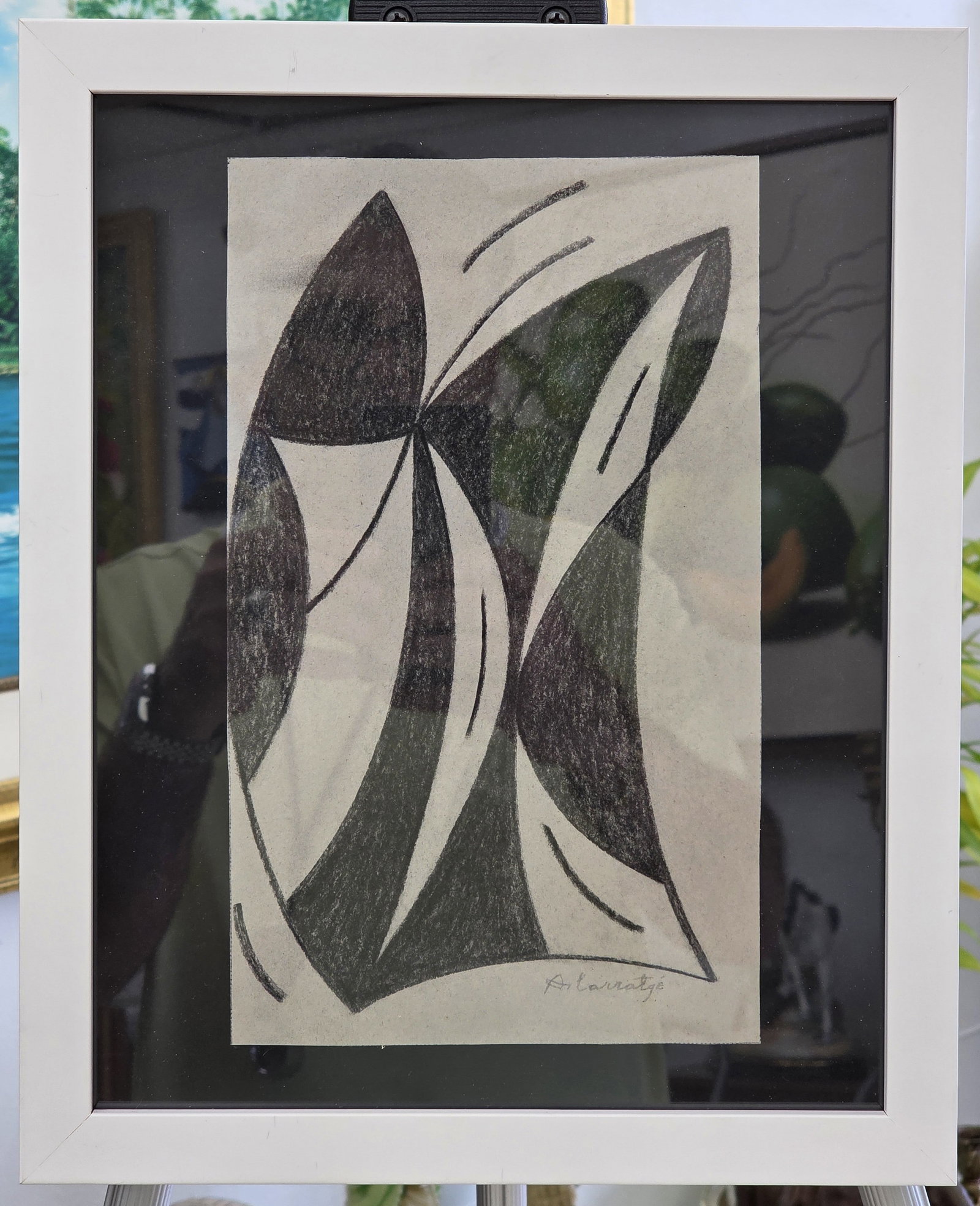 Corratge charcoal on paper: 13.25" x 10.75" with frame