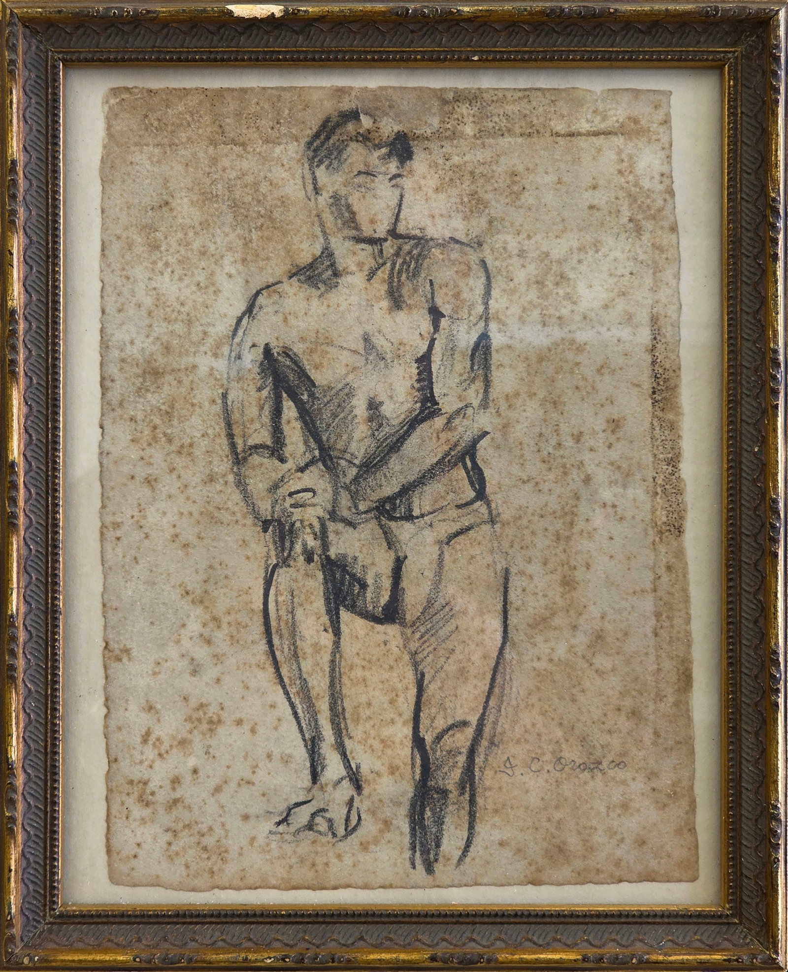 J. C. Orozco graphite on paper: 8.75" x 6.50", with frame 11" x 9"