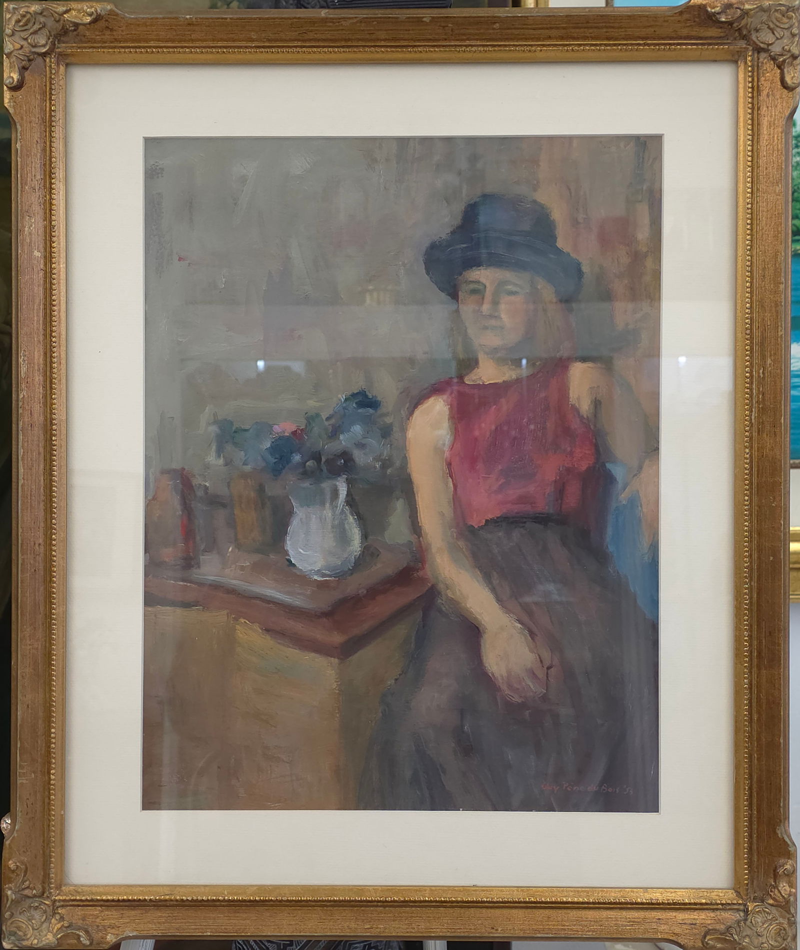 Guy PENE DU BOIS: oil on board 16.25" x 16.25", with frame 22.25" x 18" excellent condition