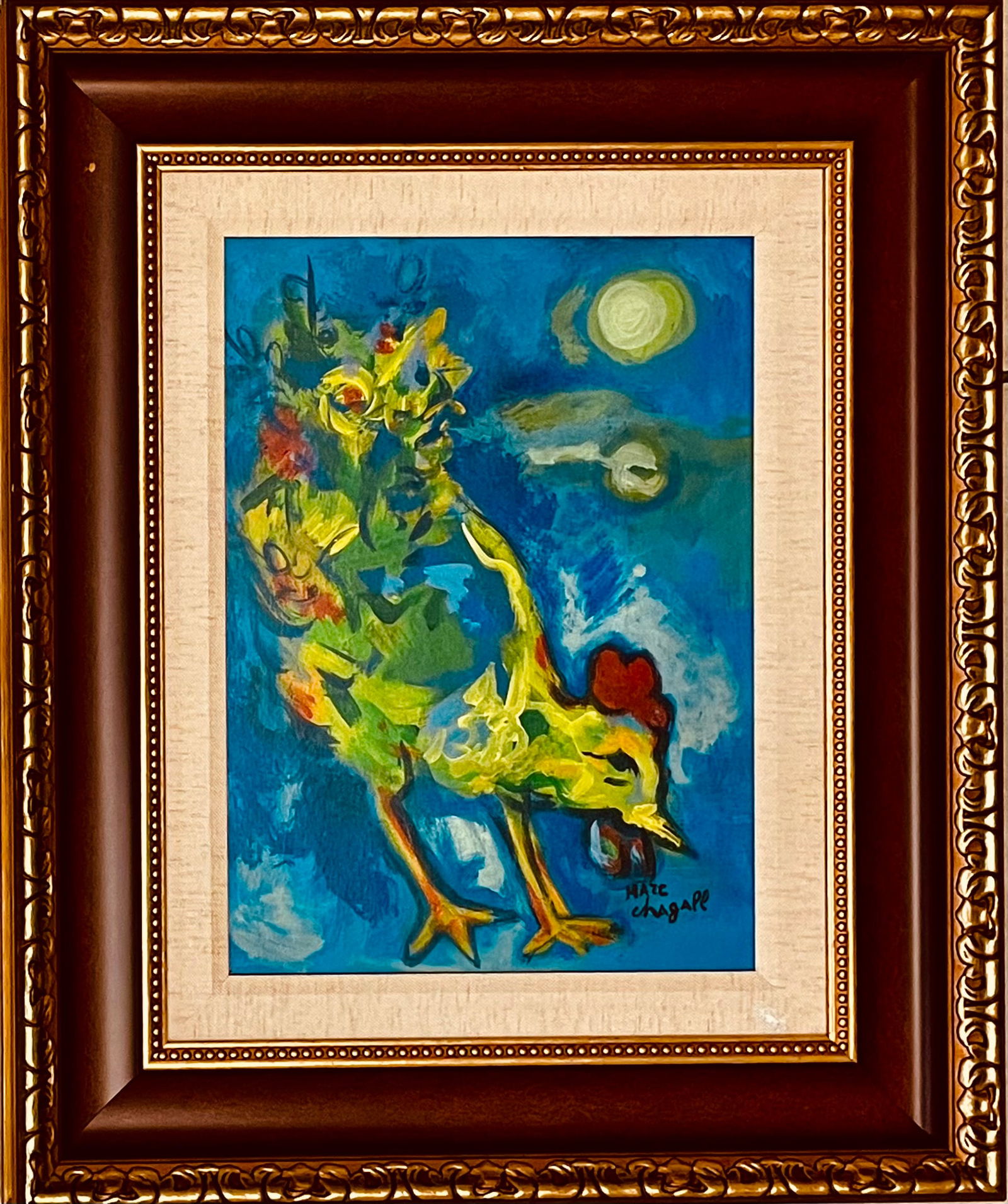 Marc Chagall ( manner OF ): 38 x 28 cm Mixed mediaon carboard