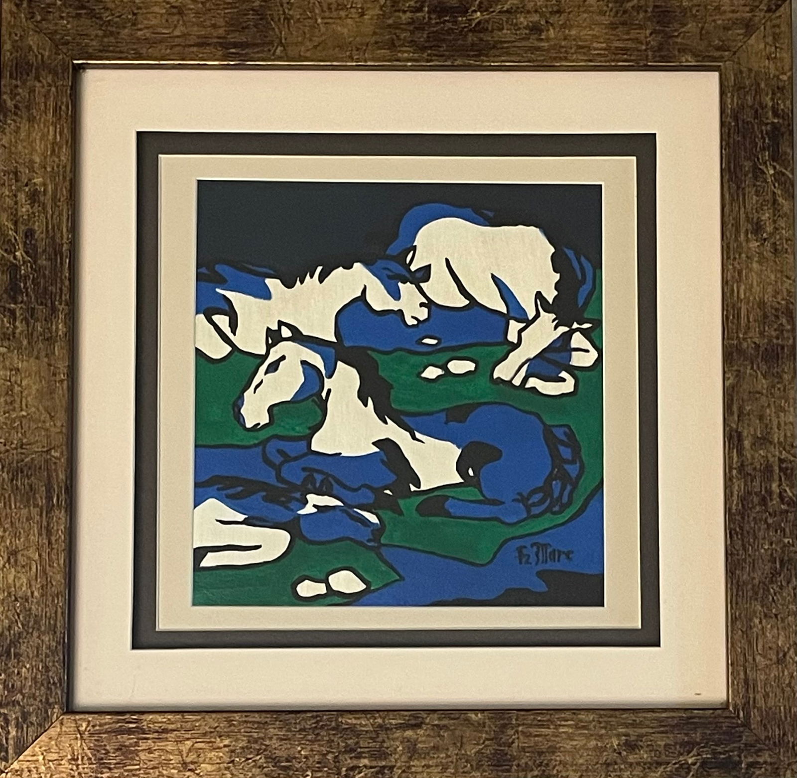 Franz Marc Manner of: Gouache on cardboard 26 x 26 cm