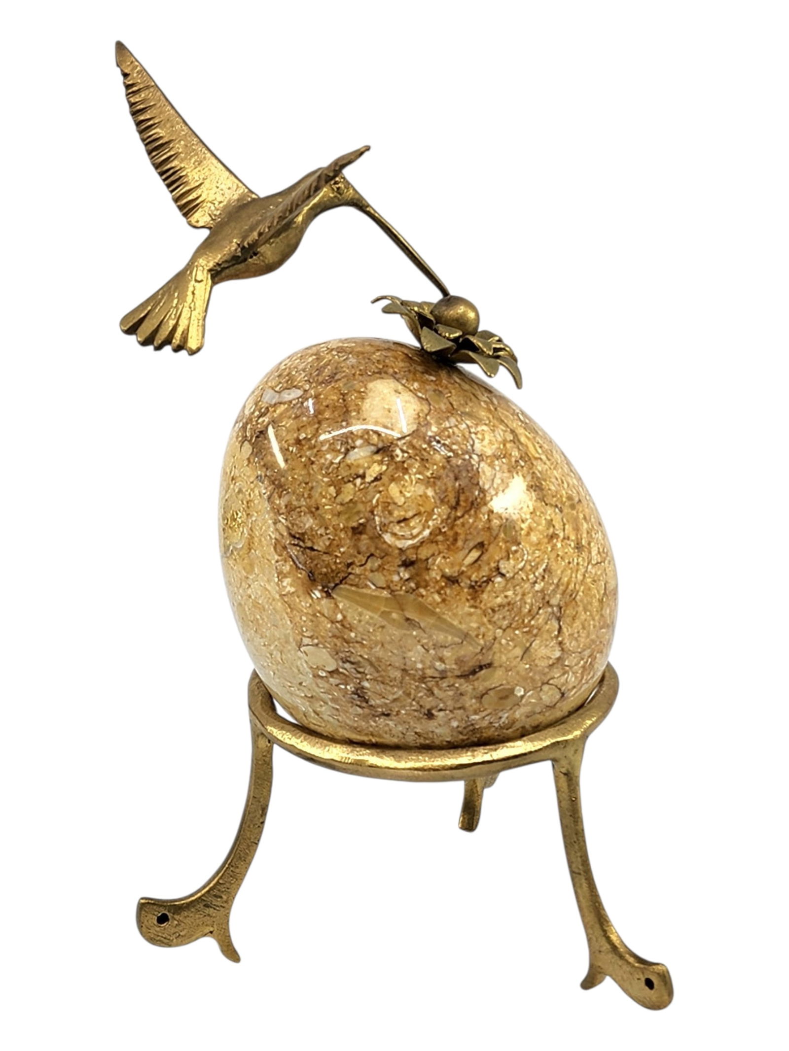 ISRAEL DeLEON (Cuban Art) Humming Bird Bronze and Marble Sculpture: 7.50" x 4" x 4"