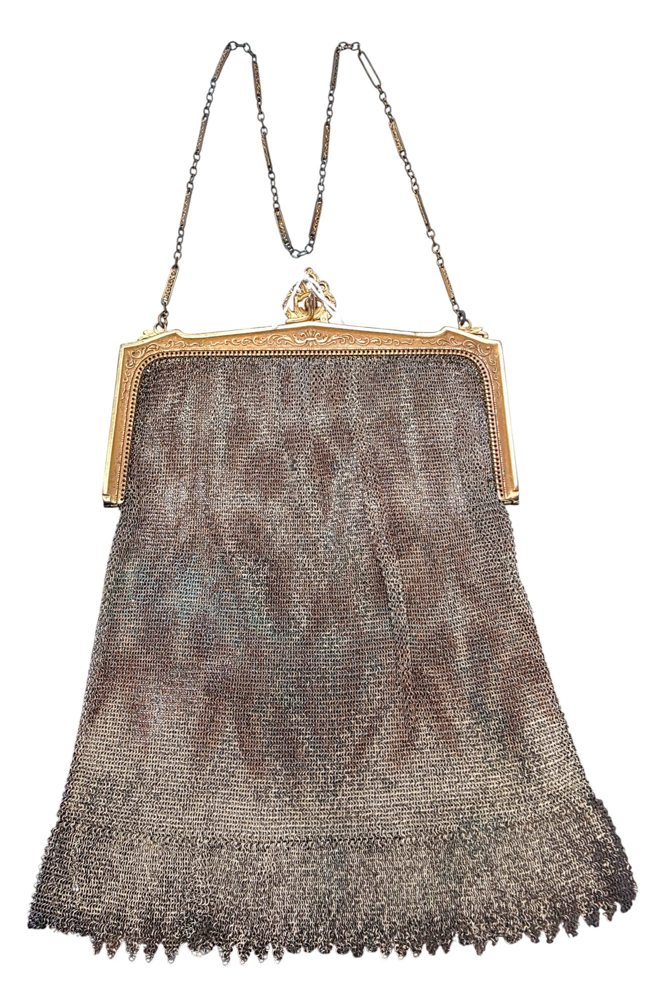 Antique Whiting & Davis Sterling Silver Gold Washed Mesh/Chainmail Bag (1 of 3)