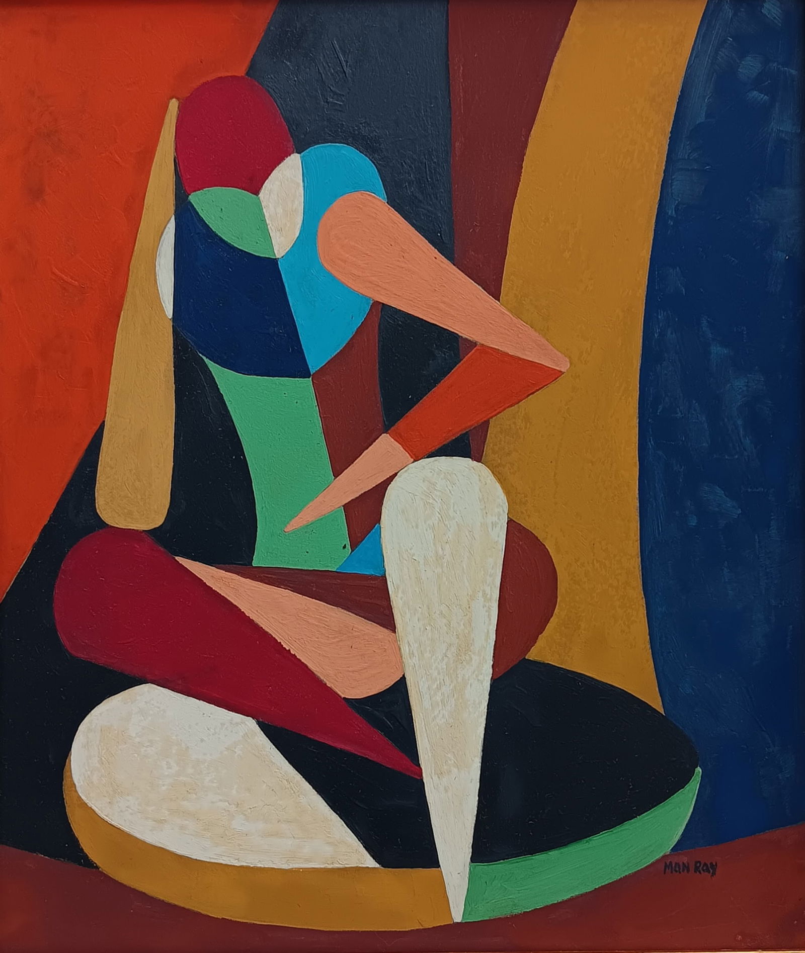 Man Ray: American Artist oil and Gouache on cardboard 12 x 10 "