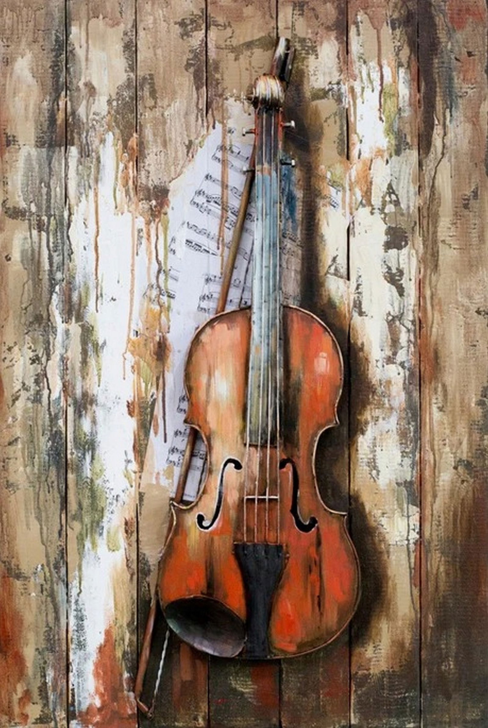 Music themed home decor art instrument painting custom logo 3d violin oil painting: Total Dimensions: Height 24'' x Width 36''Approximate Weight: 10 LBSOriginal Reproduction: Original