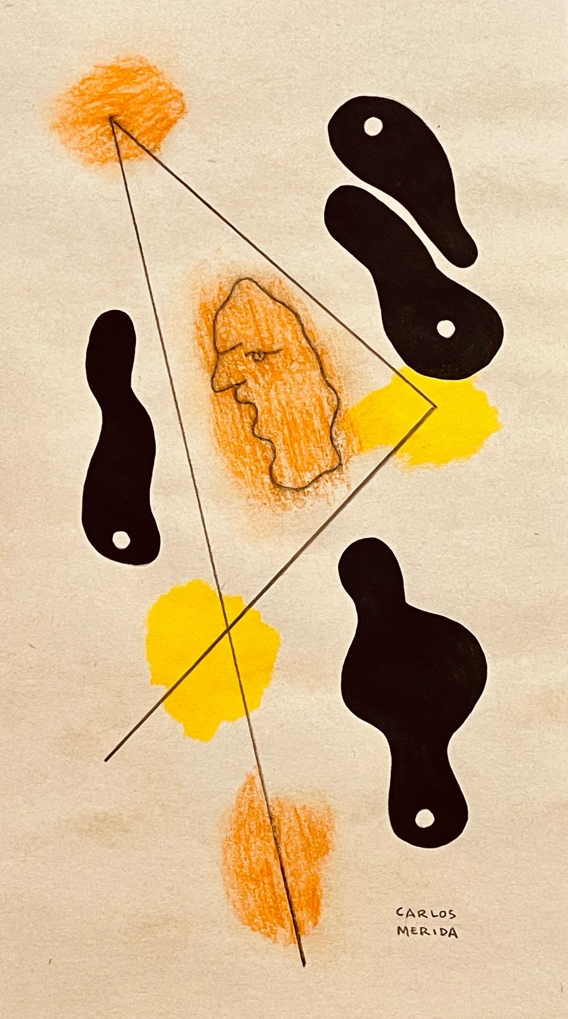 Carlos Merida: Mixed media on Paper. 14 x 8 inches.