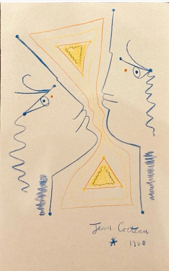 Jean Cocteau: Crayon on Paper 14 x 8 inches 1960.