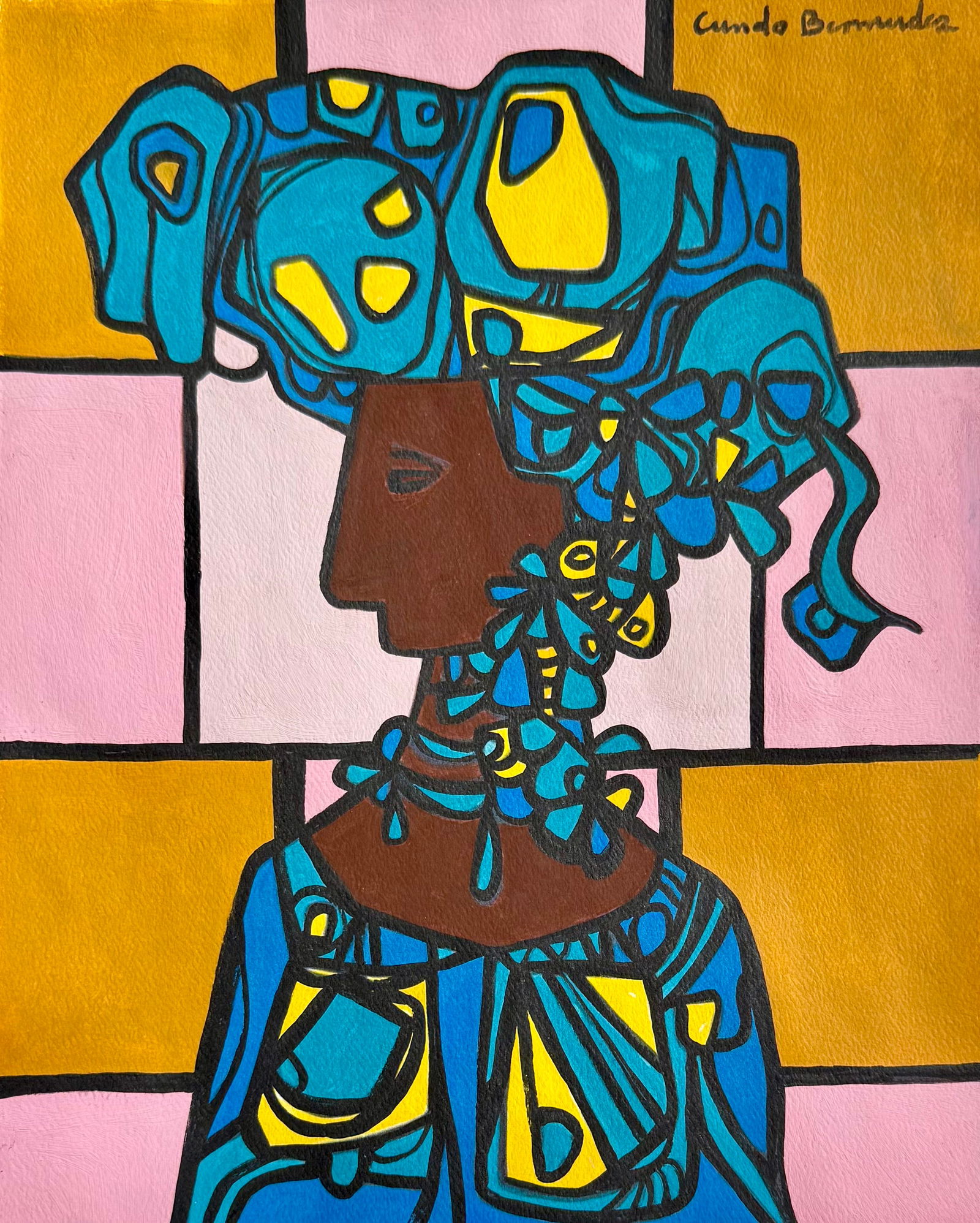 Cundo Bermudez: gouache on carboard 10.5 x 8 1990