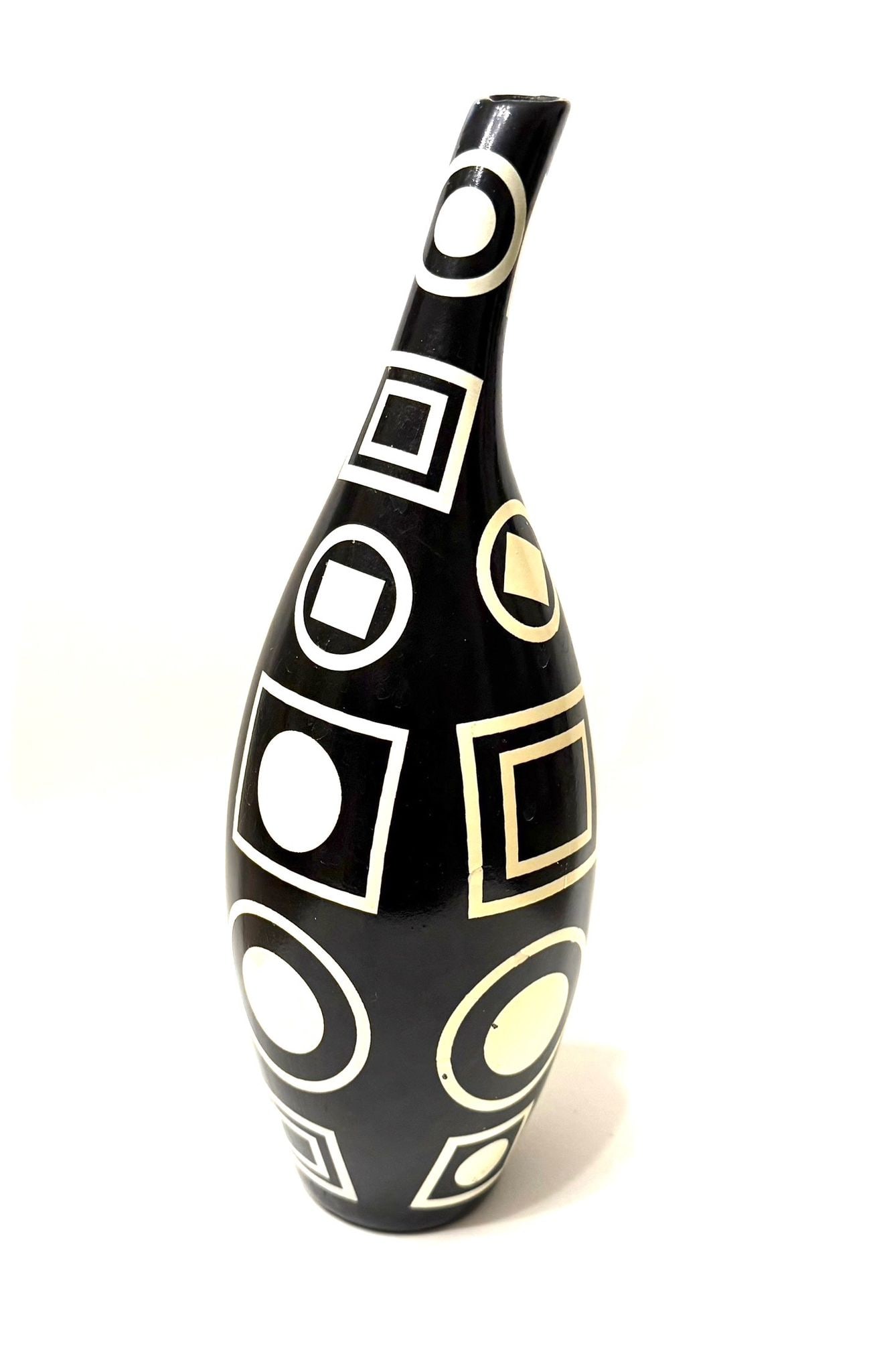 Lolo Soldevilla: 13' high, 4.5 " diameter . Casein and Varnish on White ceramic Container/ Without data from the 1950's . Exhibited inn Havaana Cuba Gallery