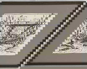 Milton Avery attrib: Ink 7.5x9. Frame 11x14