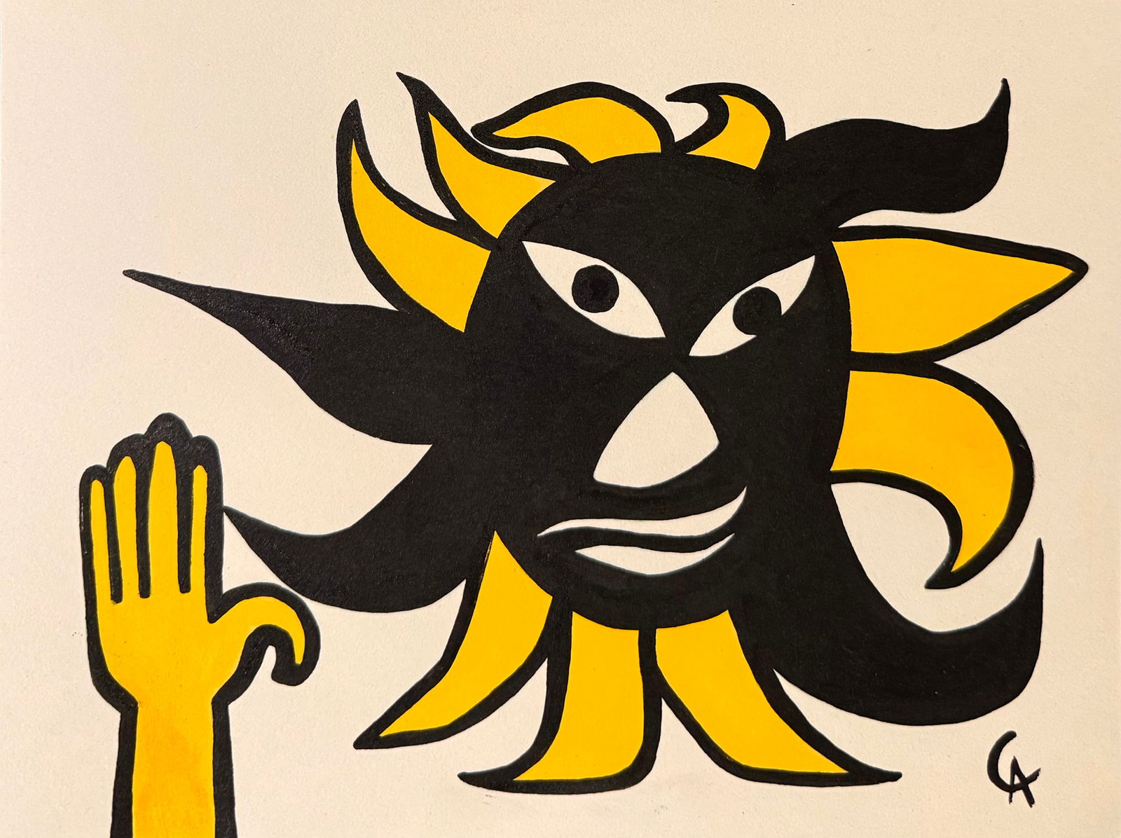 Alexander Calder Manner: gouache on carboard 8 x 12