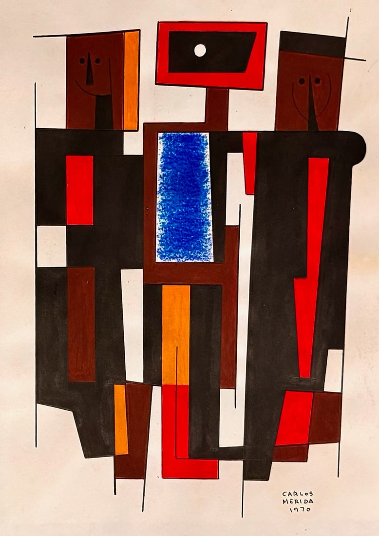 Carlos Merida: 11 x 9 inches Mixed media on Paper pasted on Cardboard.