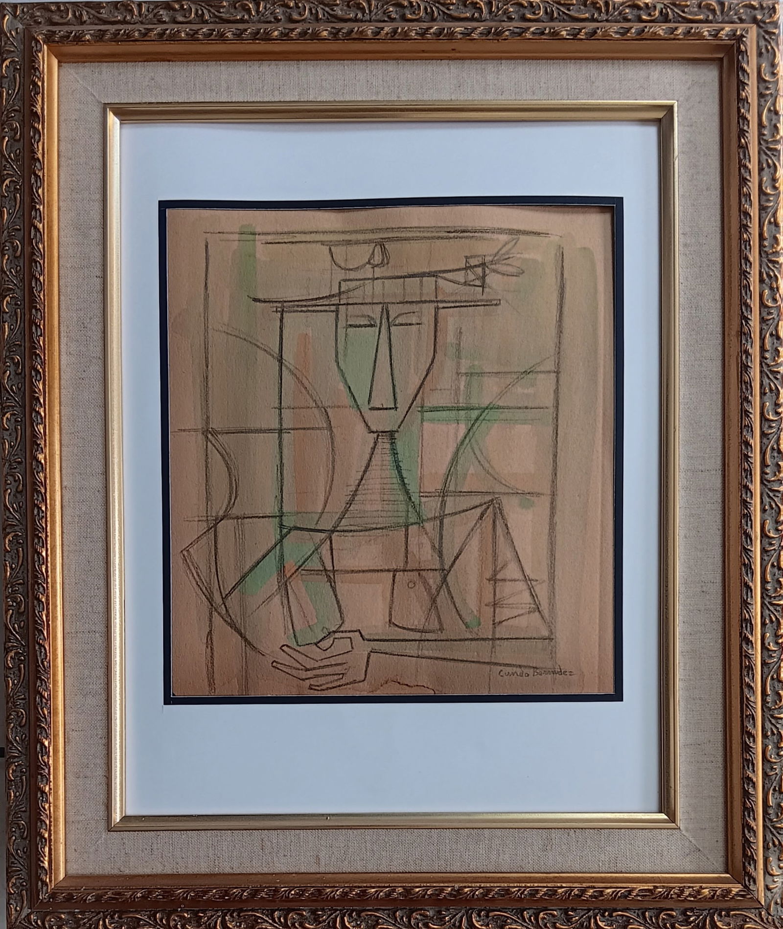 Cundo Bermudez attributed: Cuban Artist watercolor on paper 10 x 9"