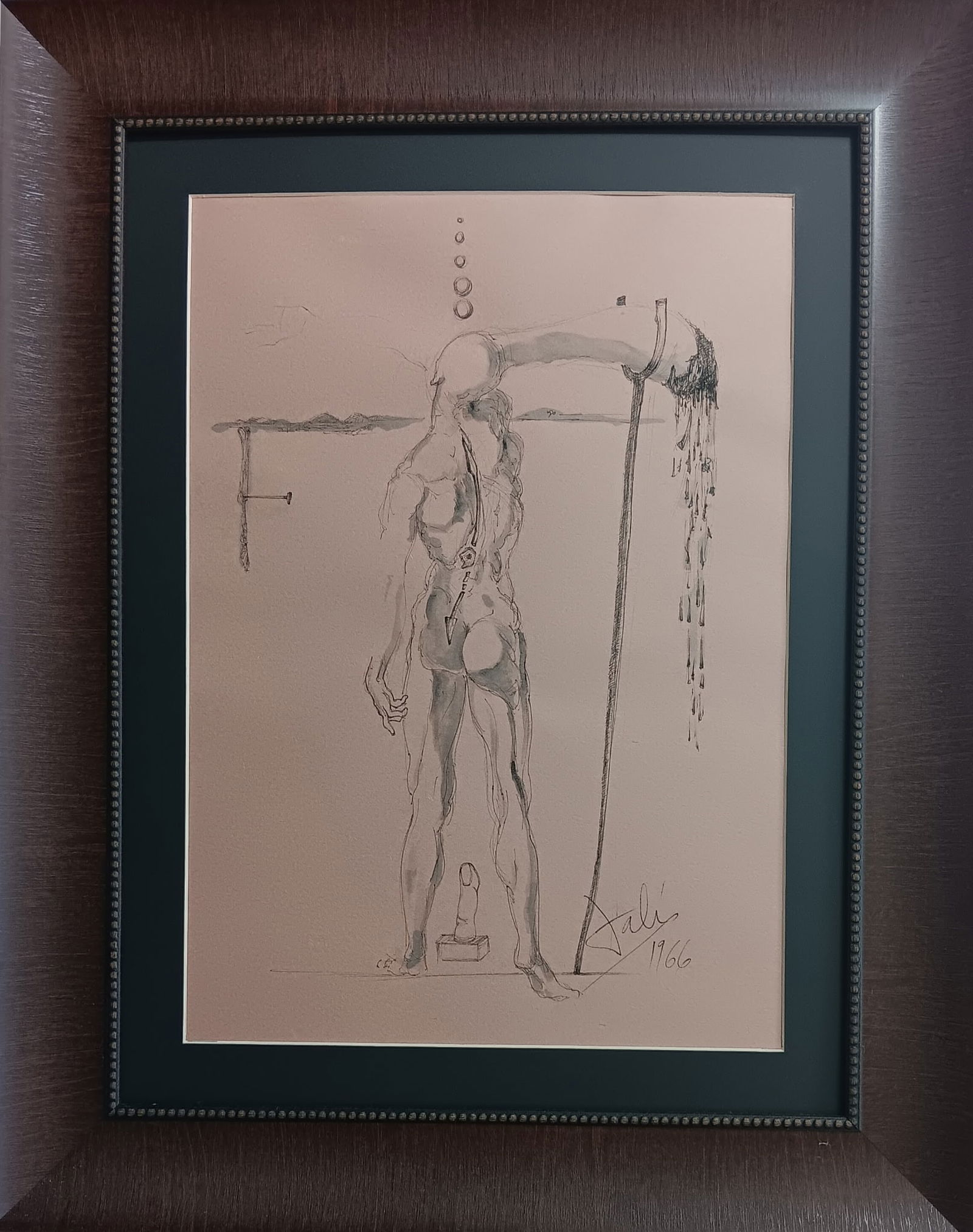 Salvador Dali attributed: Spanish artist ink on paper 14 x 11" 1966