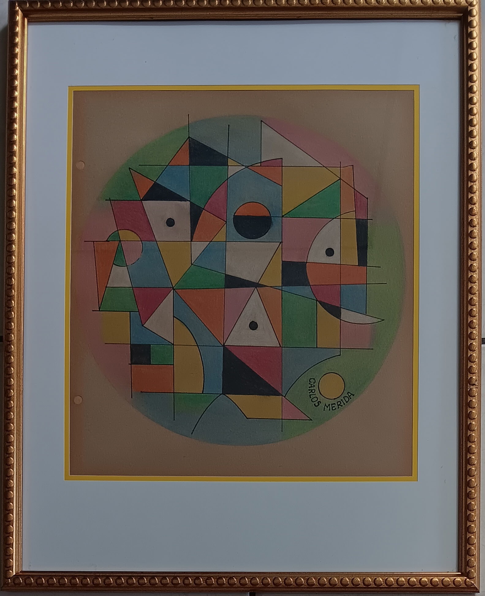 Carlos Merida attributed: pastel and color oencil on paper 13 x 12"