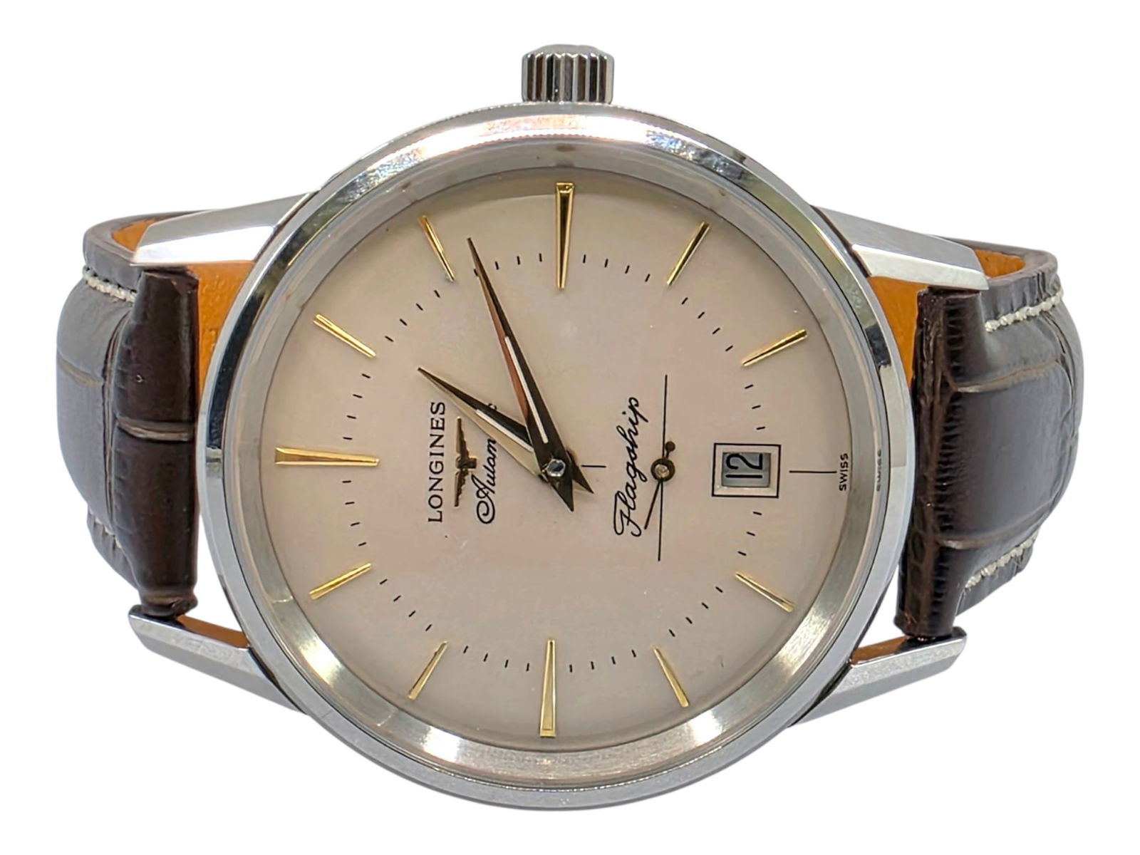 Longines Flagship Heritage SWISS Automatic Brown Leather Men's Watch cream Dial: excellent condition