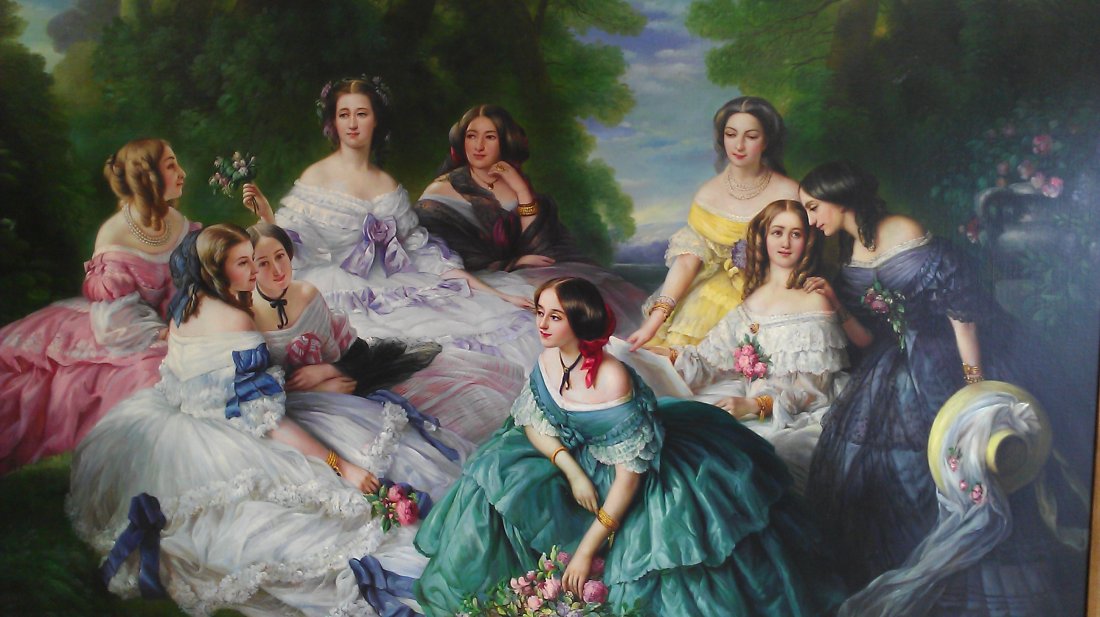 IN THE STYLE OF FRANZ XAVIER WINTERHALTER (German: LARGE OIL ON CANVAS PAINTING 72" X 48"