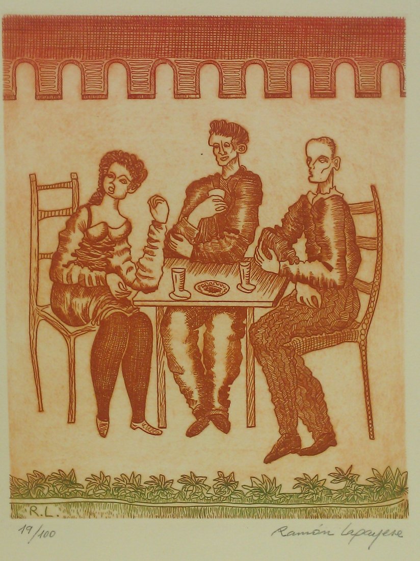 JOSE RAMON LAPAYESE: JOSE RAMON LAPAYESE DEL RIO (Spanish, born 1928) original artist proof signed and numbered lithograph 19/100 15" x 18.5"