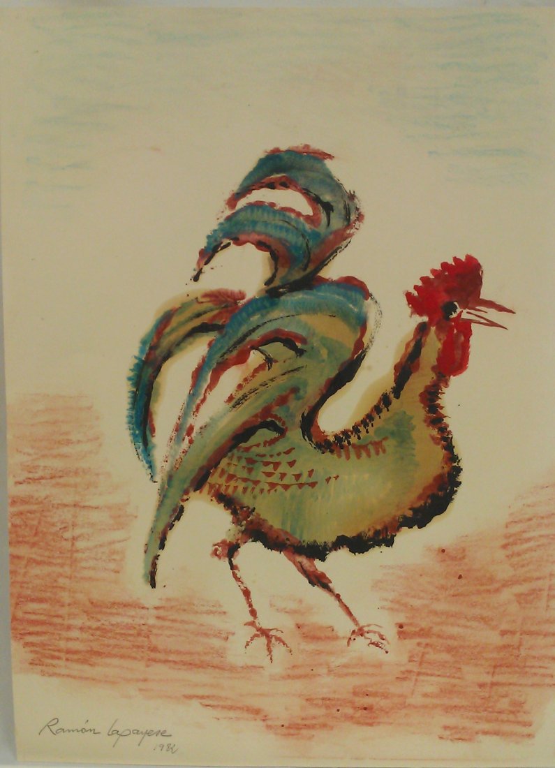JOSE RAMON LAPAYESE: JOSE RAMON LAPAYESE DEL RIO (Spanish, born 1928) original mixed media signed painting & dated 1982 21" x 15.5"