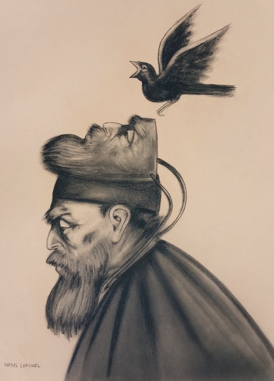 RAFAEL CORONEL: CARBON ON FABRIANO PAPER 29.5" X 21.25"