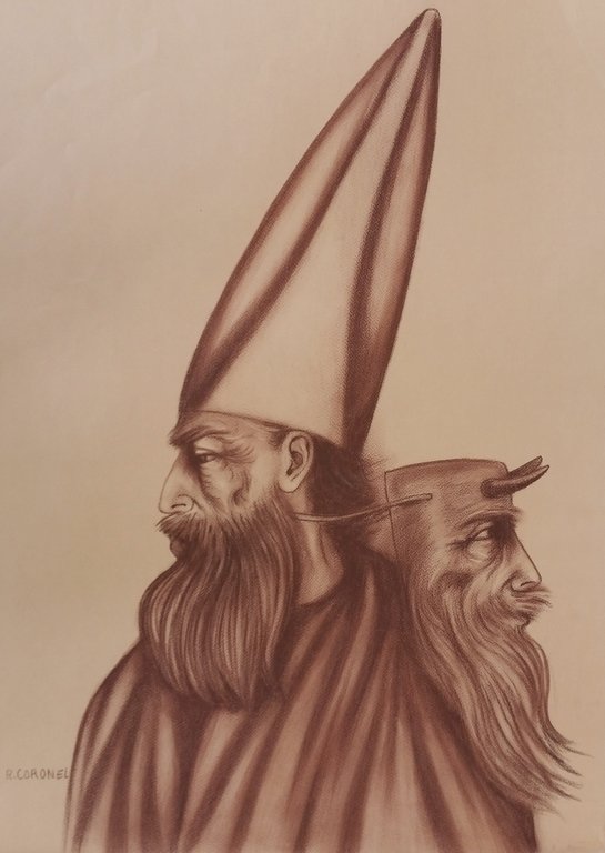 RAFAEL CORONEL: CARBON ON FABRIANO PAPER 19.75" X 20.75"