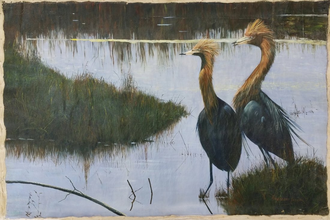 ADALBERTO LAZARO PAINTING: ADALBERTO LAZARO OIL ON CANVAS PAINTING 29.50" X 19.50"