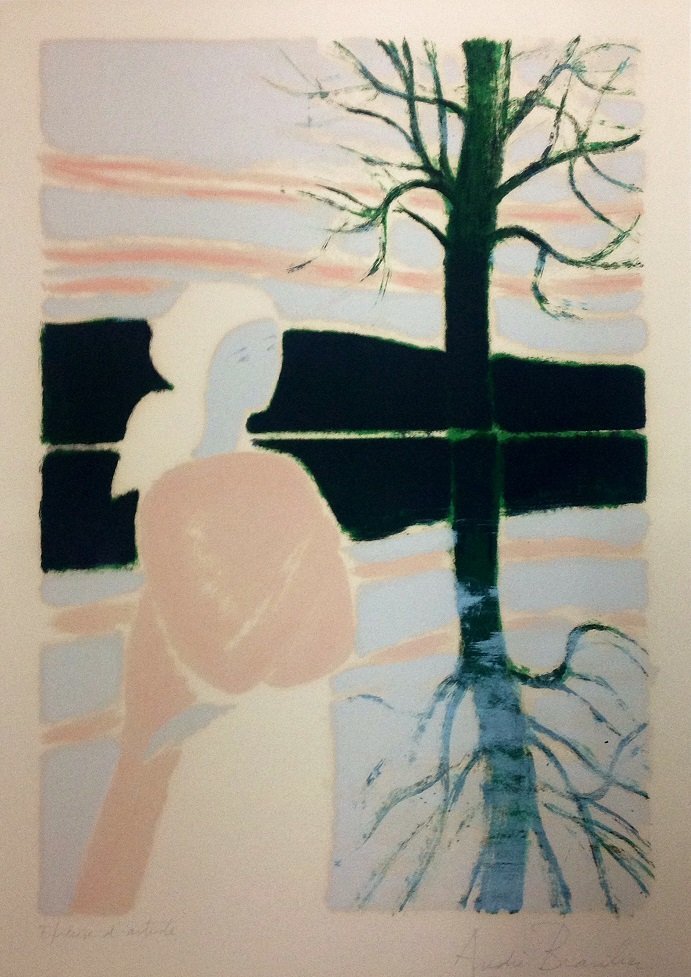 ANDRE BRASILIER (French born 1929): Title: "Impression du soir" Medium: Original Lithograph Limited Edition (EPREUVE D'ARTISTE) Date: 1958 Size: 25 x 19 in