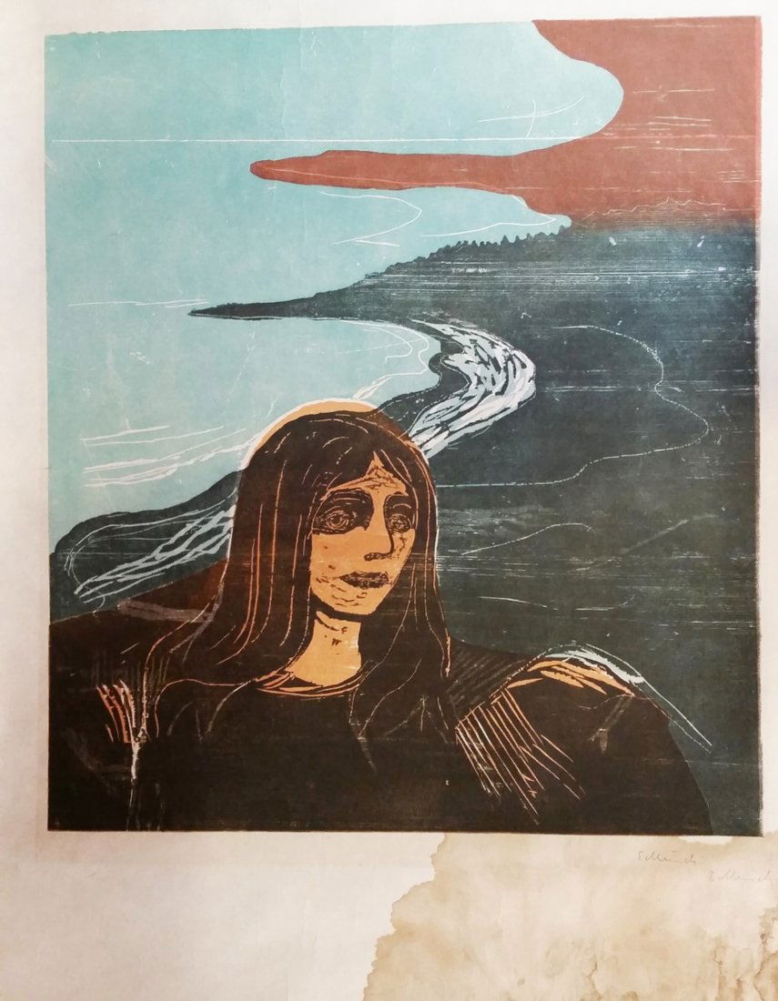 Edvard Munch (1863-1944): HAND SIGNED COLOR LITHOGRAPH 27.50" X 19.50"