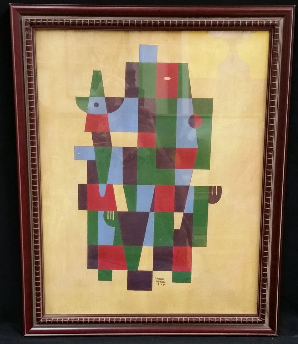 CARLOS MERIDA MIXED MEDIA SIGNED PAINTING (1 of 3)