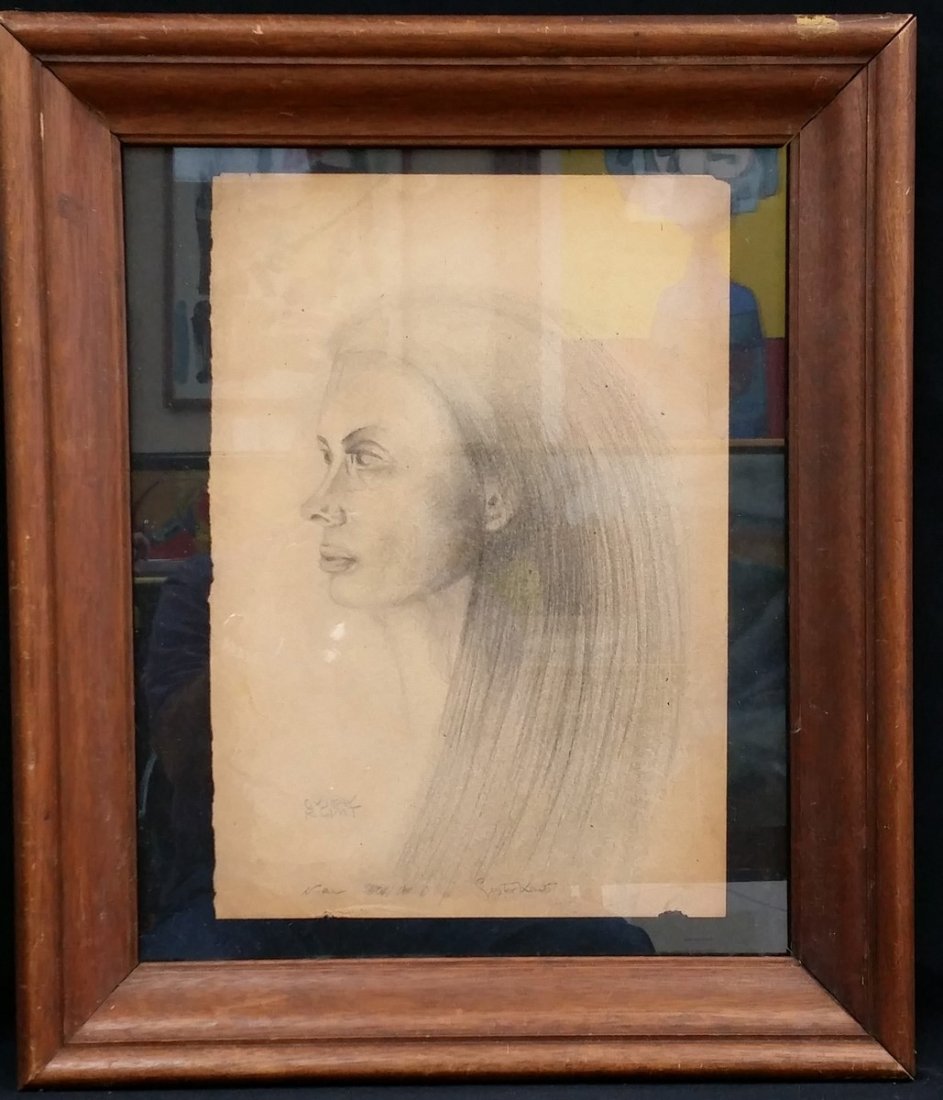 GUSTAV KLIMT (1862-1918): CRAYON ON PAPER 16" X 11"