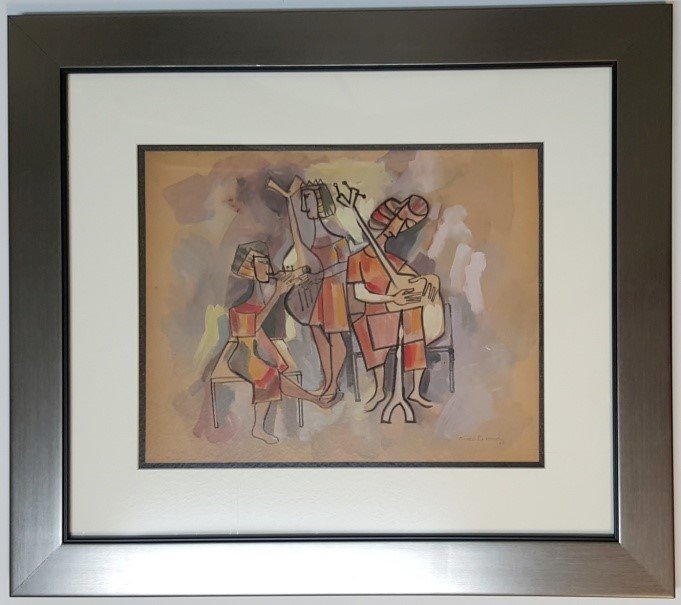Cundo Bermúdez: watercolor on paper, year 1956, 14" x 11.25"