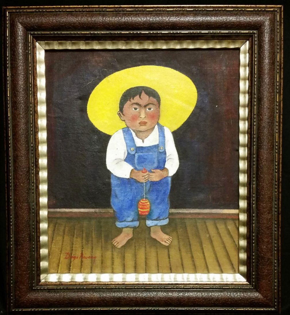DIEGO RIVERA (1886-1957) OIL ON CANVAS: 18" X 15" WITH COA
