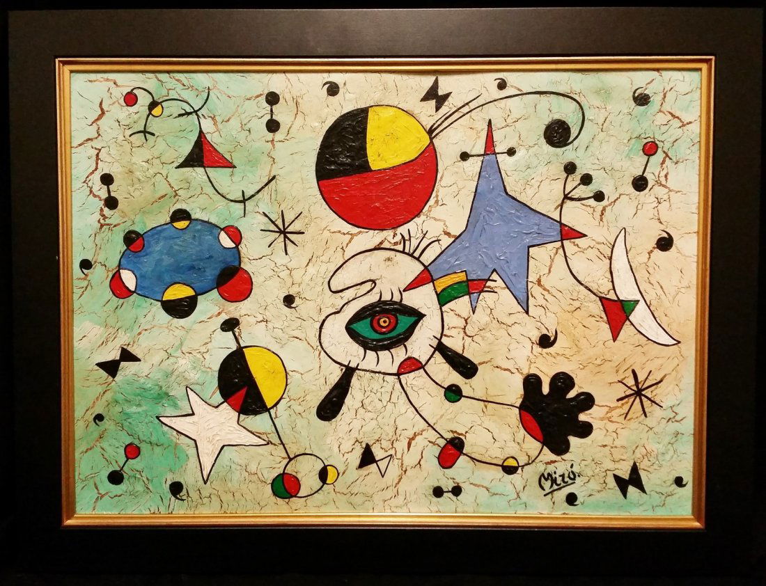 JOAN MIRO OIL ON CARTON SIGNED PAINTING (1 of 4)