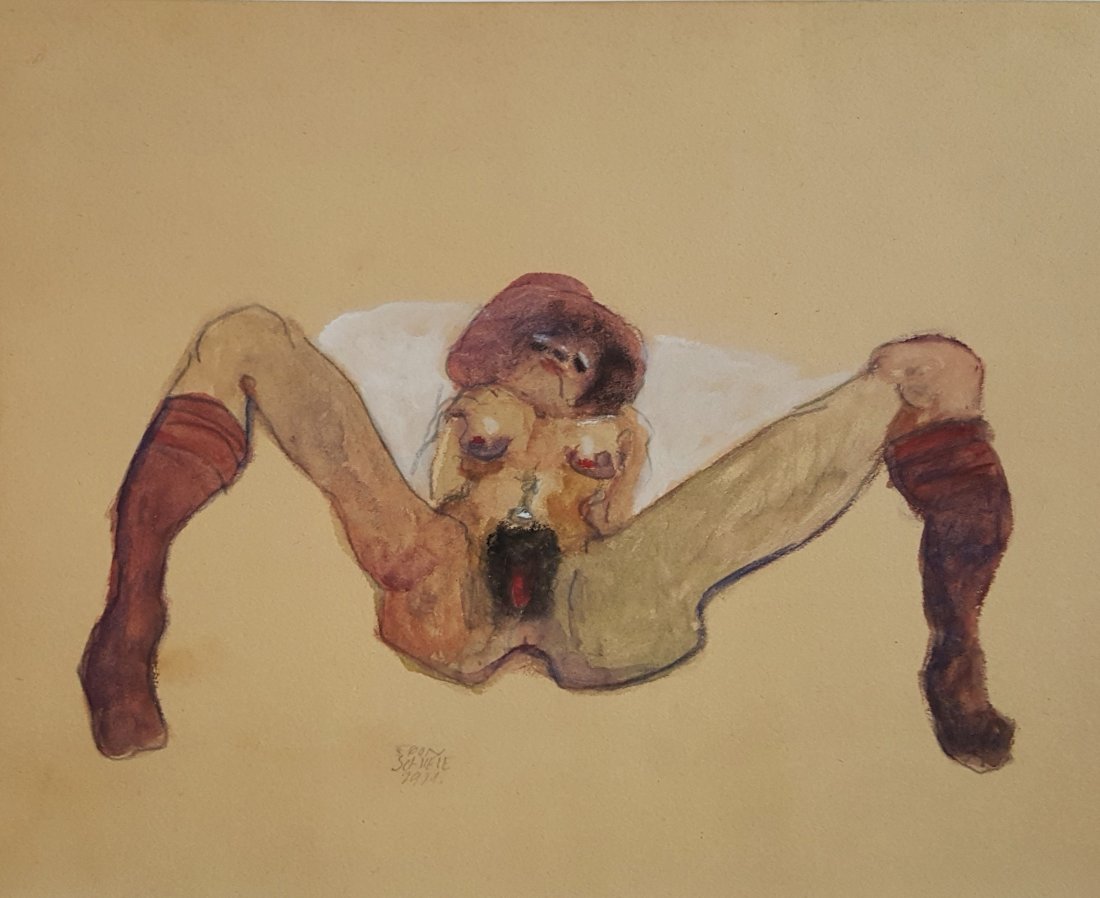 Egon SCHIELE: watercolor on paper 11.5/16 x 14.1/16 in. private collection