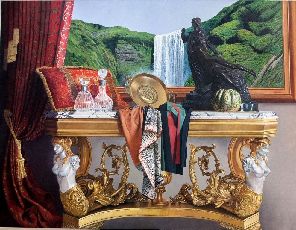 Yampier SARDINA (1979) (Cuban): oil on canvas framed painting 92" x 70".