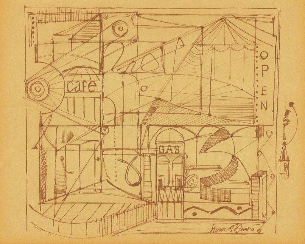 STUART DAVIS (American, 1894-1964): Medium: Ink on Paper, Date: 1950s, Size: 11 x 14 in. COA Latin American Art