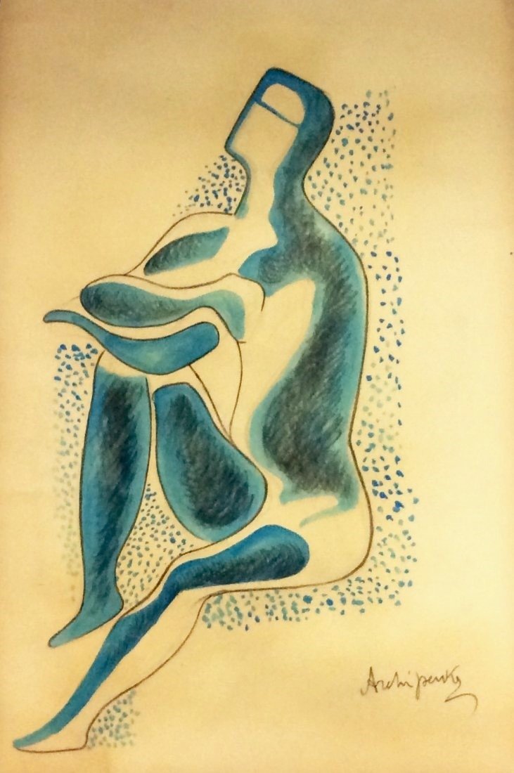ALEXANDER ARCHIPENKO (Russian, 1887-1964) (Attrib.): Medium: Mixed Media on Paper, Date: 1920s, Size: 18 x 12 in.