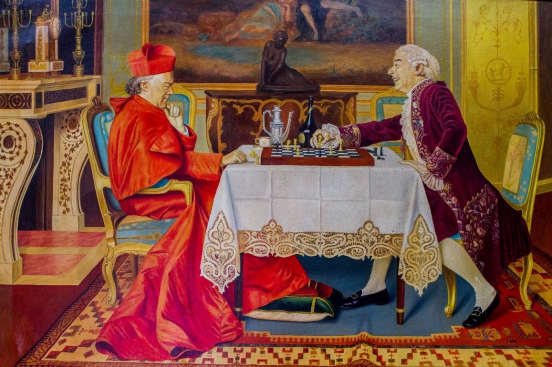 Alex DE ANDREIS (Attrib) (1880-1929): oil on canvas framed painting, 39" x 27", with frame 47" x 36", excellent condition