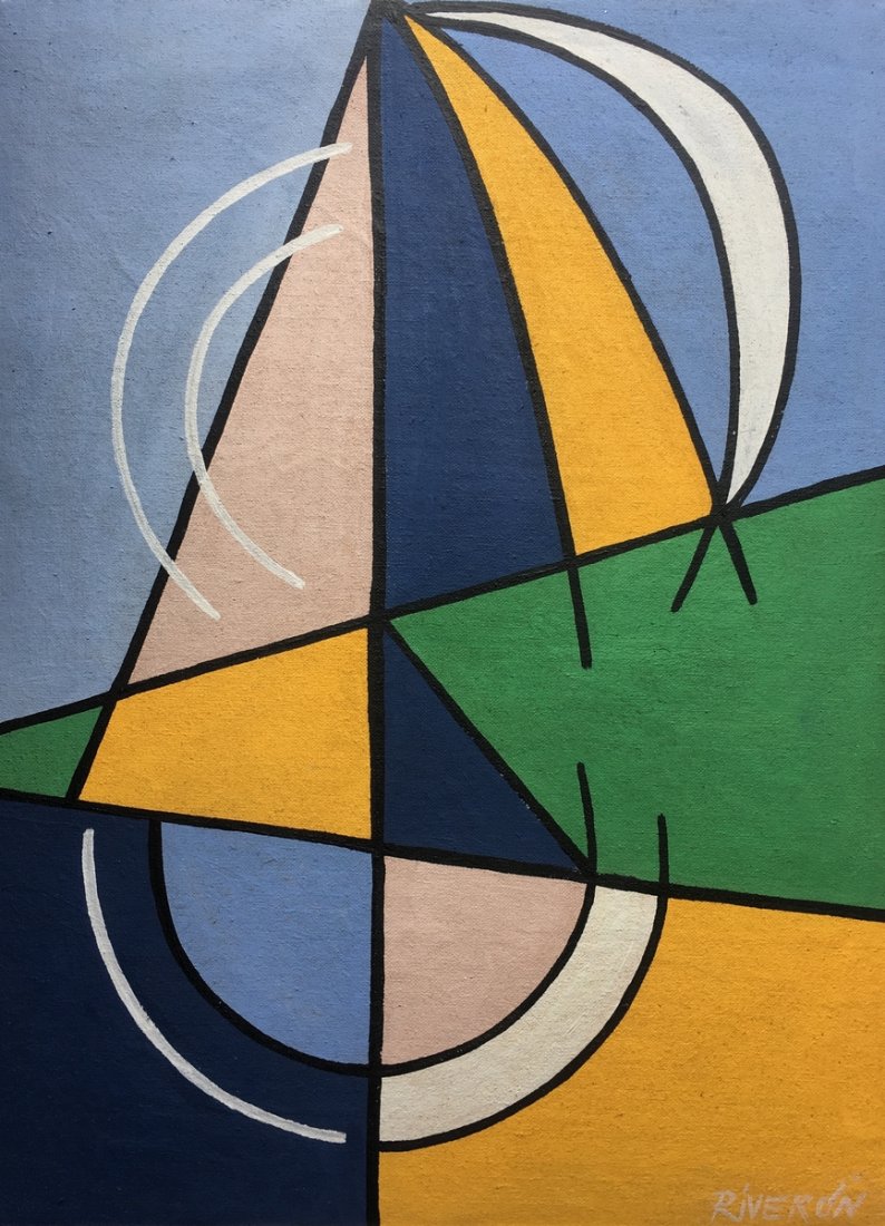 Cuban Art Enrique Riveron: Oil in canvas/Board, 24" x 18" inches, excellent condition